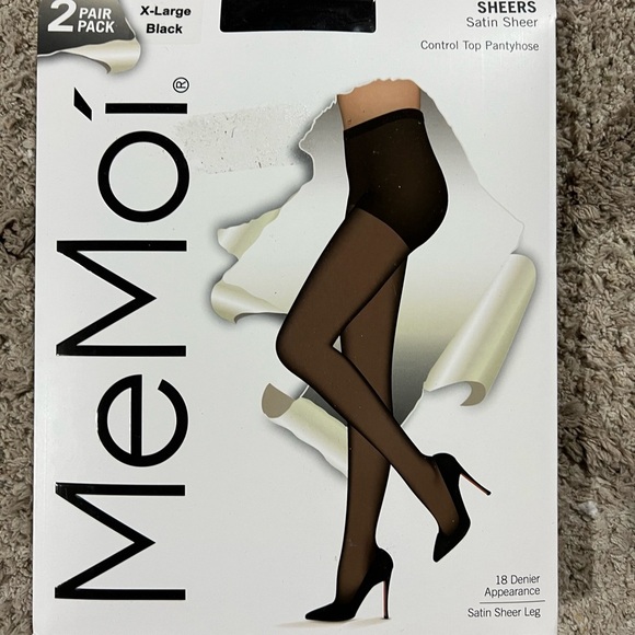 NWT MEMOI CRYSTAL SHEER SHAPER PANTYHOSE CONTROL TOP TIGHTS IN BLACK - Picture 7 of 8